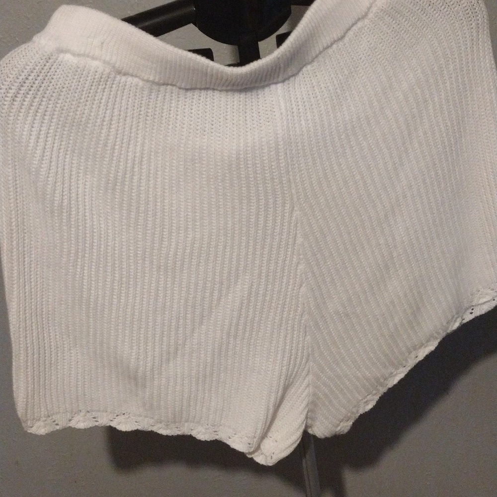 Wild Fable White Knit High Rise Sweater Shorts XL NWT Scalloped Lace Lounge - Picture 3 of 6